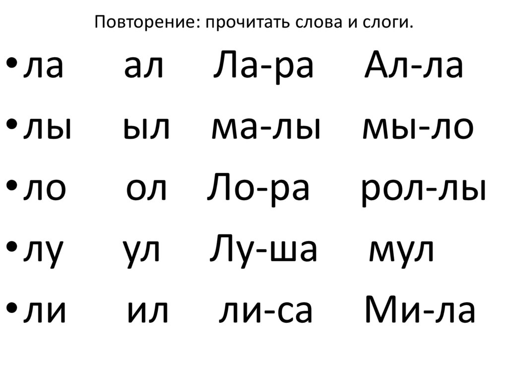 Учимся читать слоги презентация