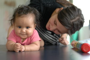 baby on forearms during Tummy Time